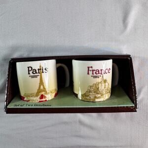 Starbucks Paris France Demitasse Espresso Cups Set of 2 City Series NEW Box